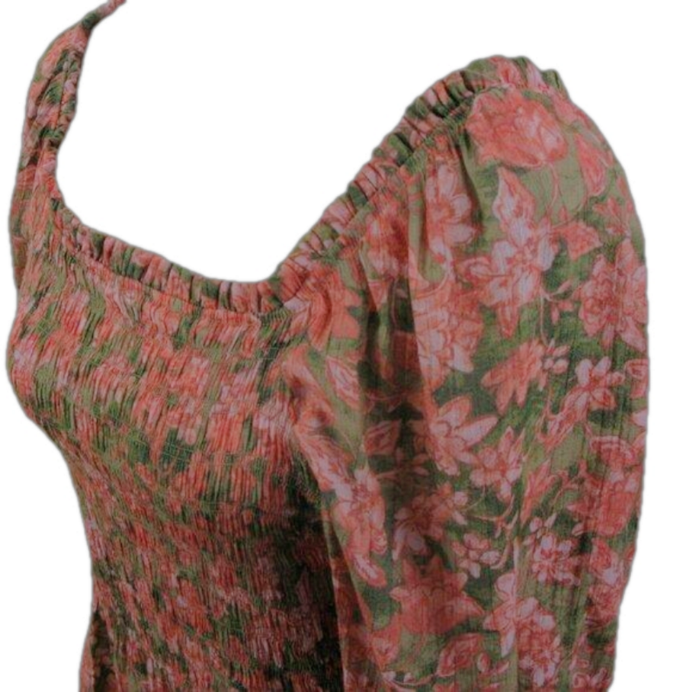 Nanette Lepore Rose/Green Floral Boho 3/4 Sleeve Blouse Size Large - Picture 2 of 6